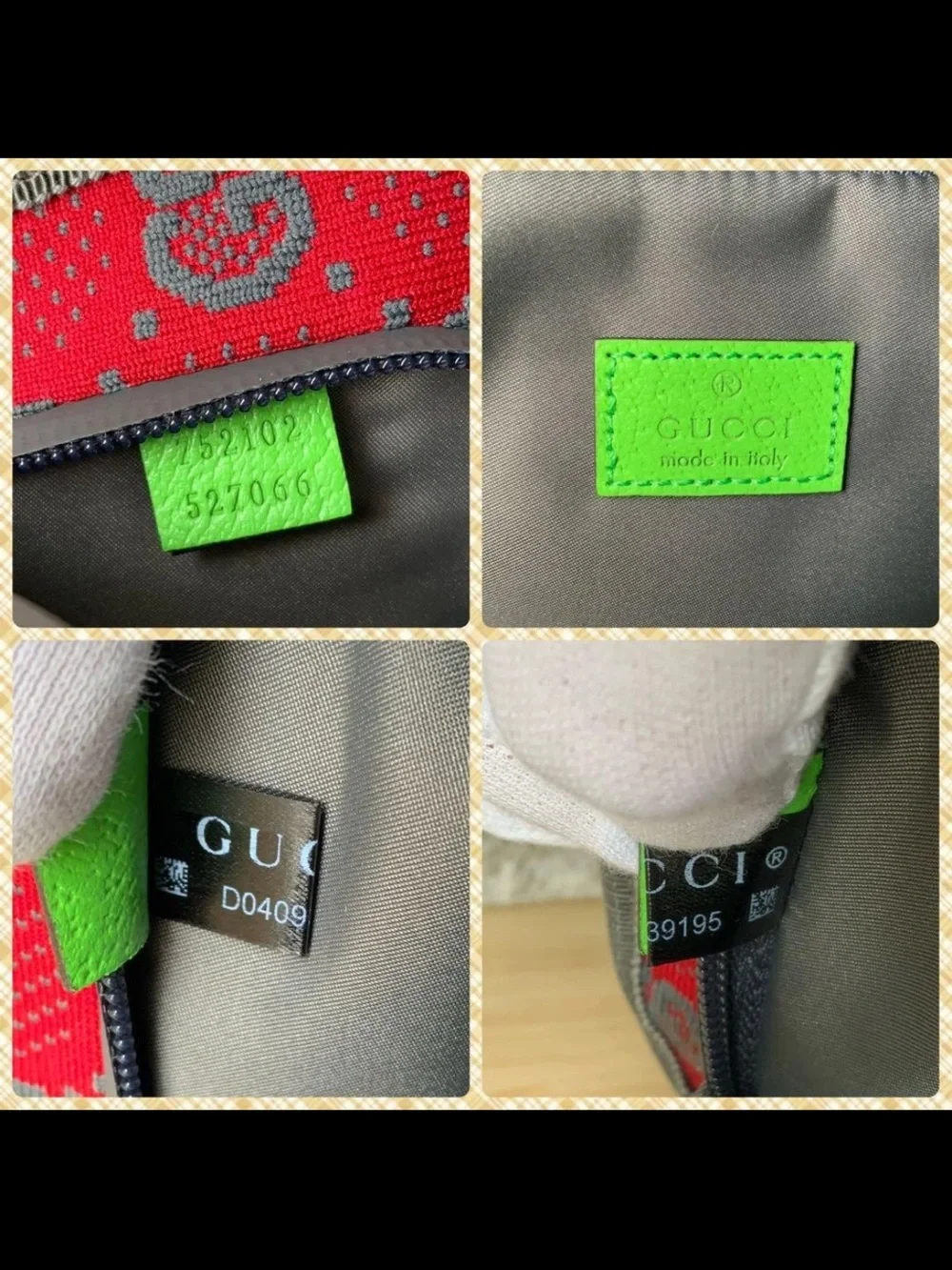 Gucci Red and Neon Green Belt Bag with Gray Strap